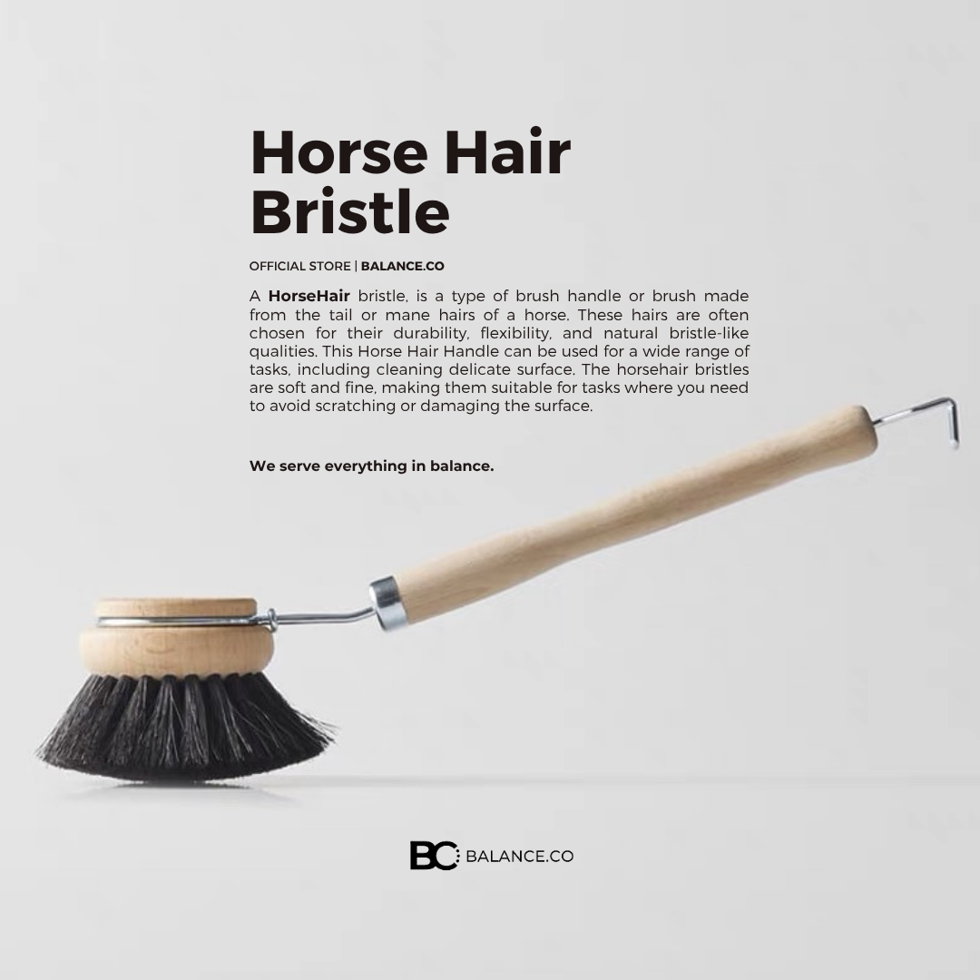 Balance.co Long Handle Kitchen Brush | Bamboo Handle & Sisal Bristles | Berus Dapur