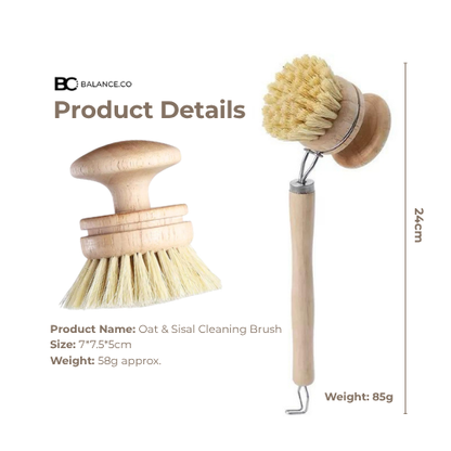 Balance.co Natural Oat & Sisal Cleaning Brush - Kitchen Pot Bowl Pan Scrub