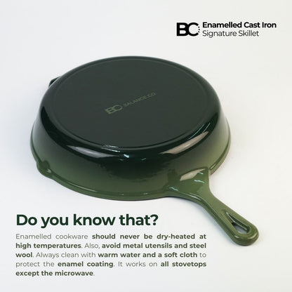 Balance.co 26cm Matcha Enamelled Signature Skillet 2L Frying Pan Sear Stir-Fry /Induction Compatible