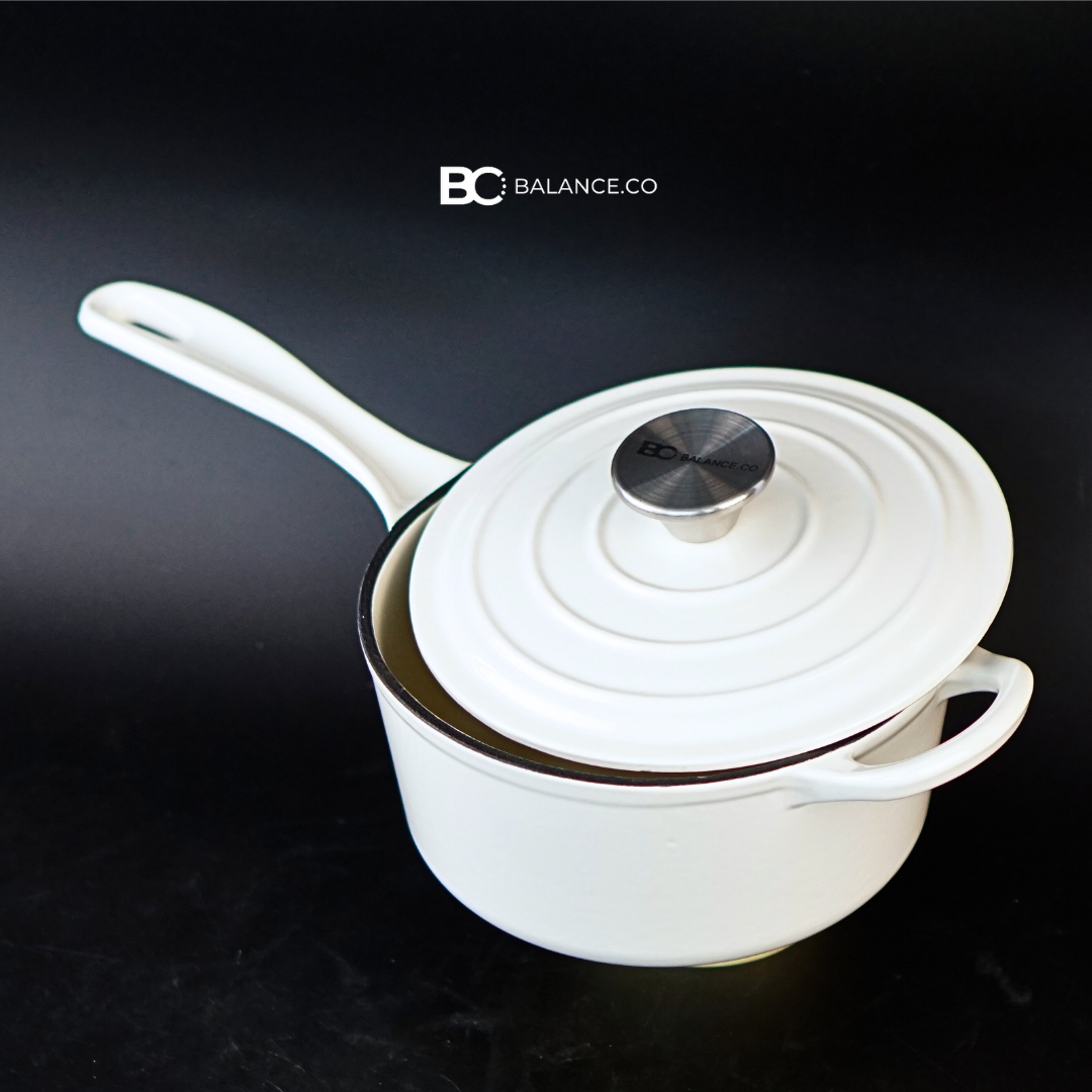 19cm Enameled Cast Iron Milk Pot - Flat Base Cooking Pot for Soup, Milk & Sauce