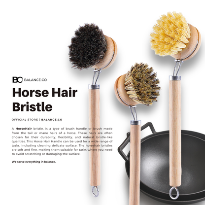 Balance.co Long Handle Kitchen Brush | Bamboo Handle & Sisal Bristles | Berus Dapur