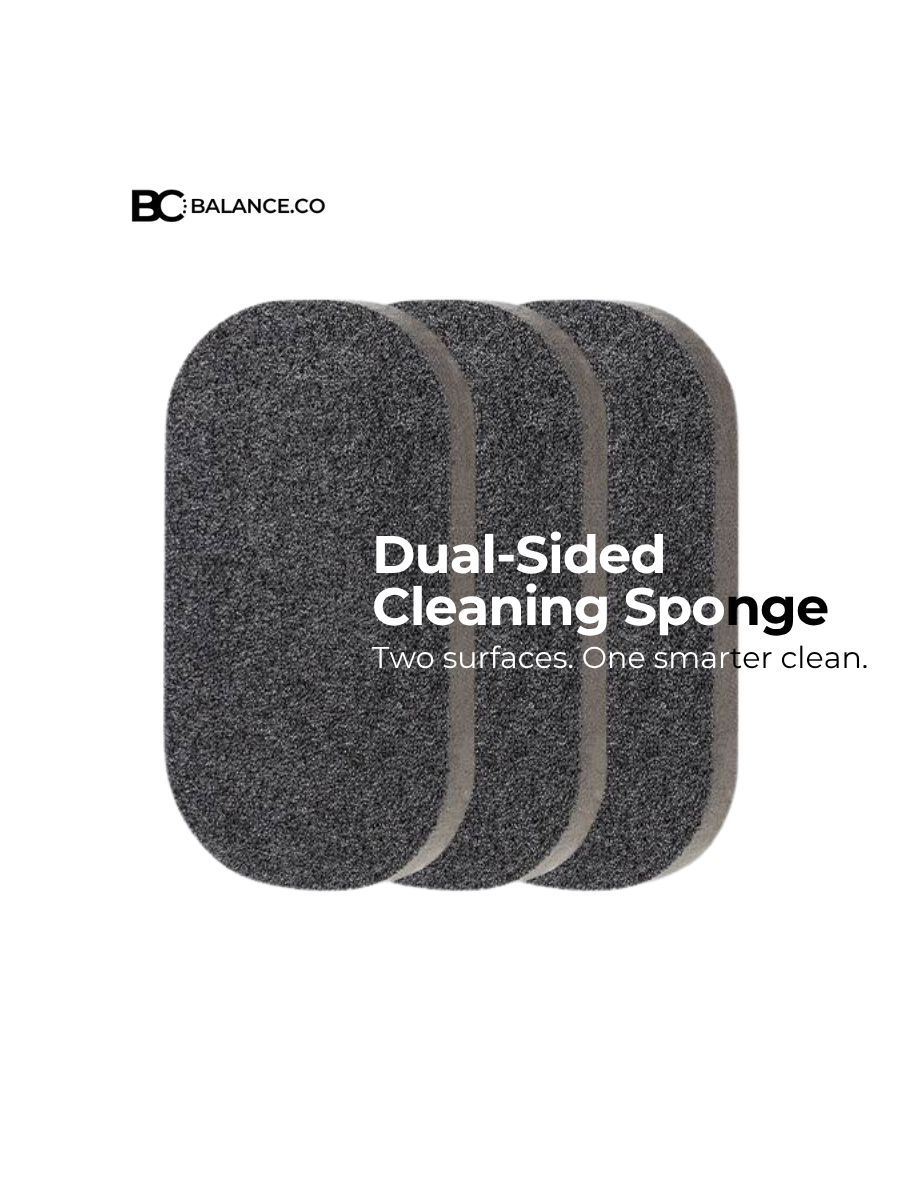 BlackGrey Two-Side Cleaning Sponge - Set of 3 for Kitchen or Bathroom