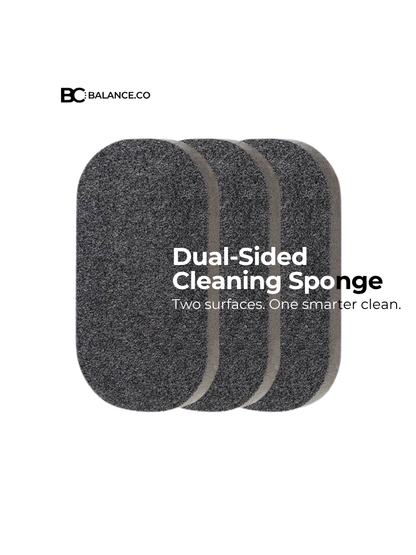 BlackGrey Two-Side Cleaning Sponge - Set of 3 for Kitchen or Bathroom