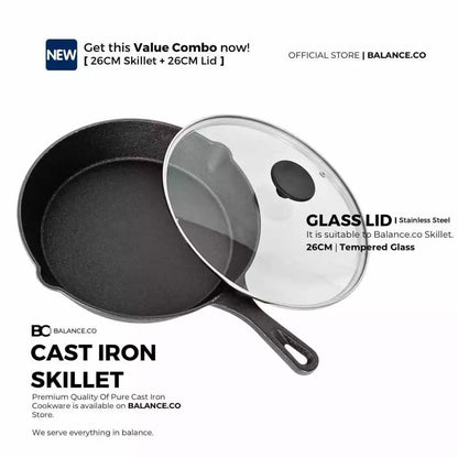 26CM Premium Pre-Seasoned Cast Iron Skillets