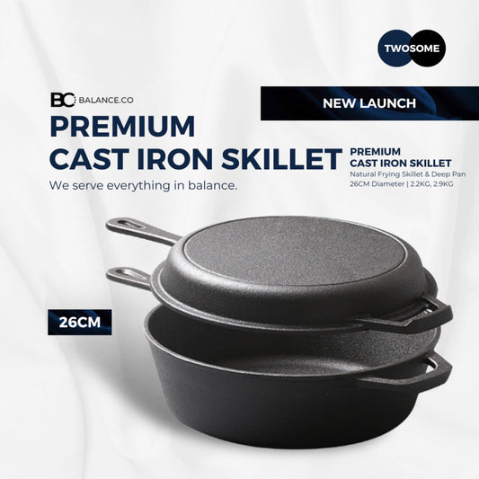 Twosome Pre-seasoned Pure Cast Iron Combo Skillet