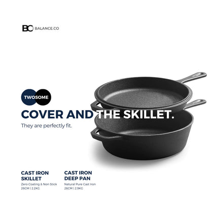 Twosome Pre-seasoned Pure Cast Iron Combo Skillet
