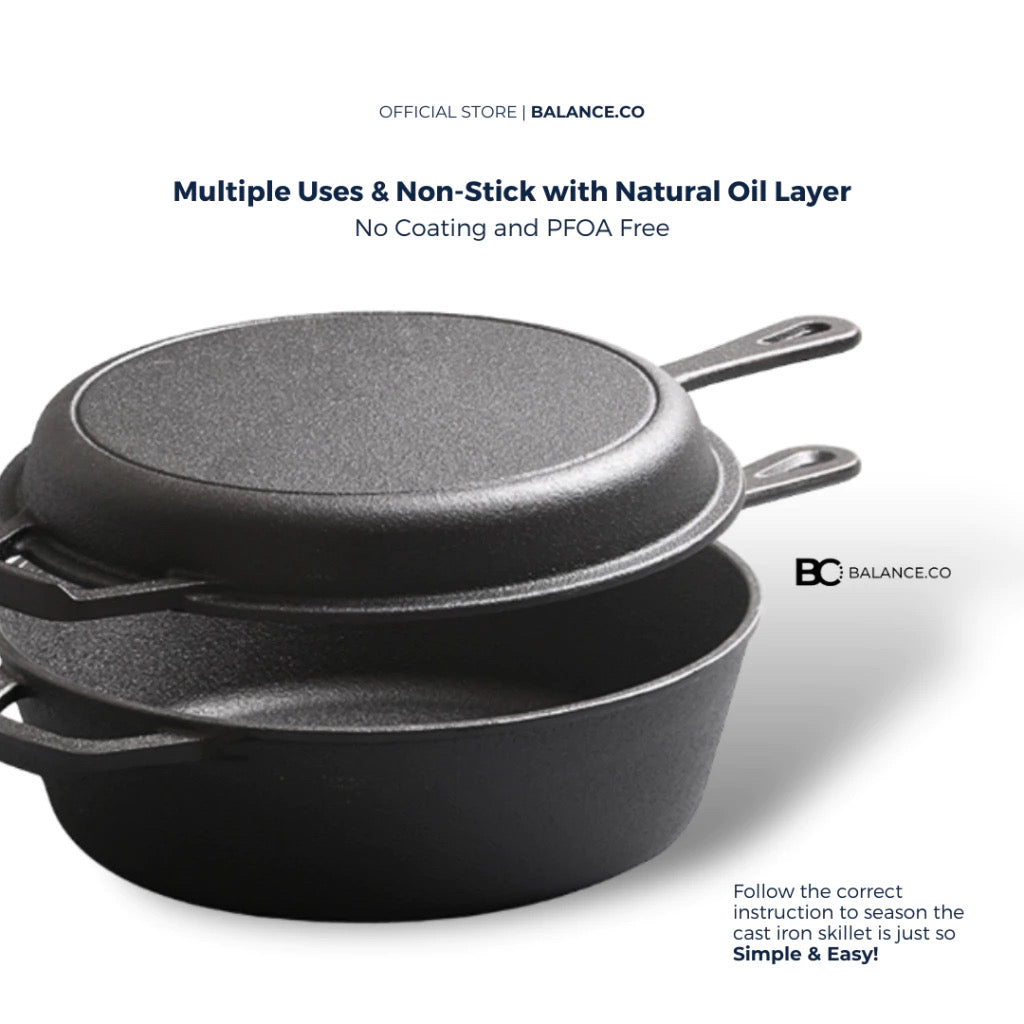 Twosome Pre-seasoned Pure Cast Iron Combo Skillet