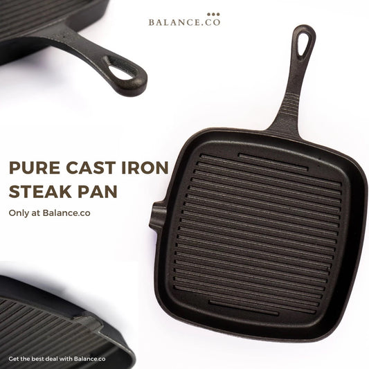 24CM Cast Iron Steak Grill Skillet