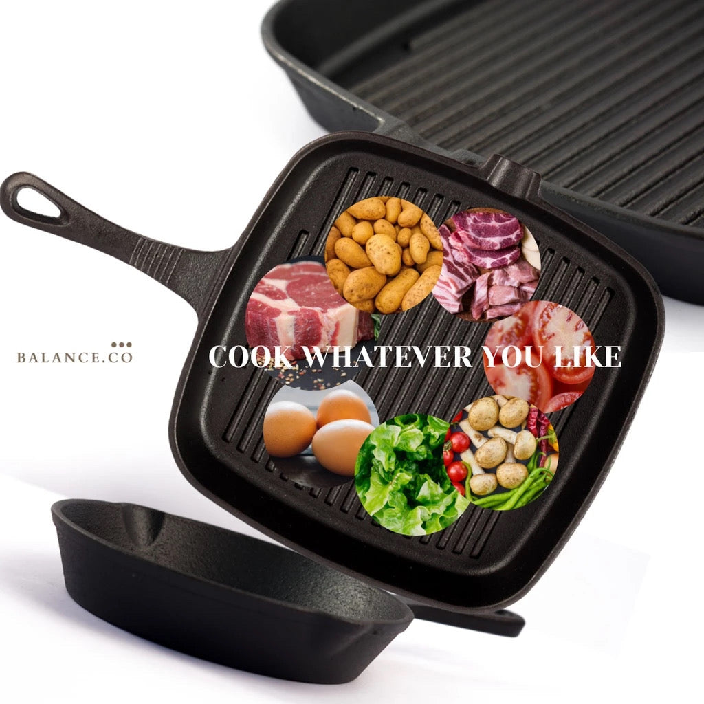 24CM Cast Iron Steak Grill Skillet