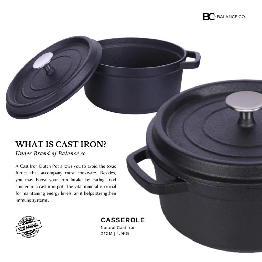 24cm Premium Cast Iron Dutch Oven Casserole