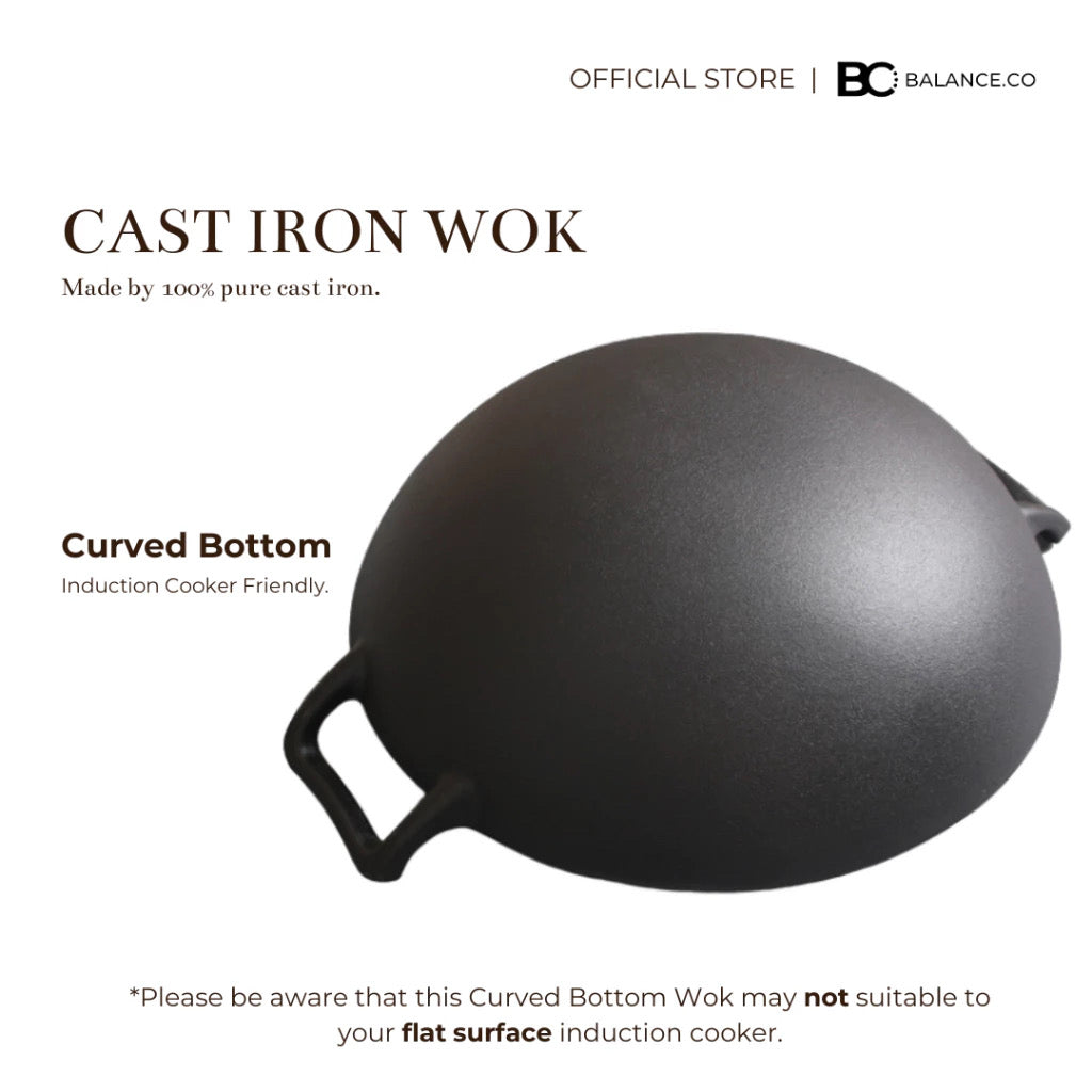 Premium Pre-seasoned Pure Cast Iron Wok