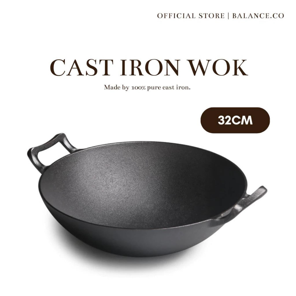 Premium Pre-seasoned Pure Cast Iron Wok