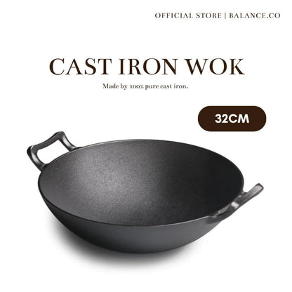 Premium Pre-seasoned Pure Cast Iron Wok