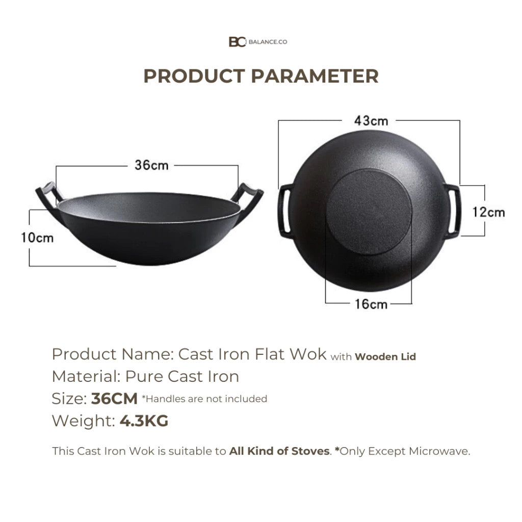 Cast Iron Flat Bottom Wok