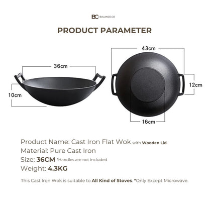 Cast Iron Flat Bottom Wok