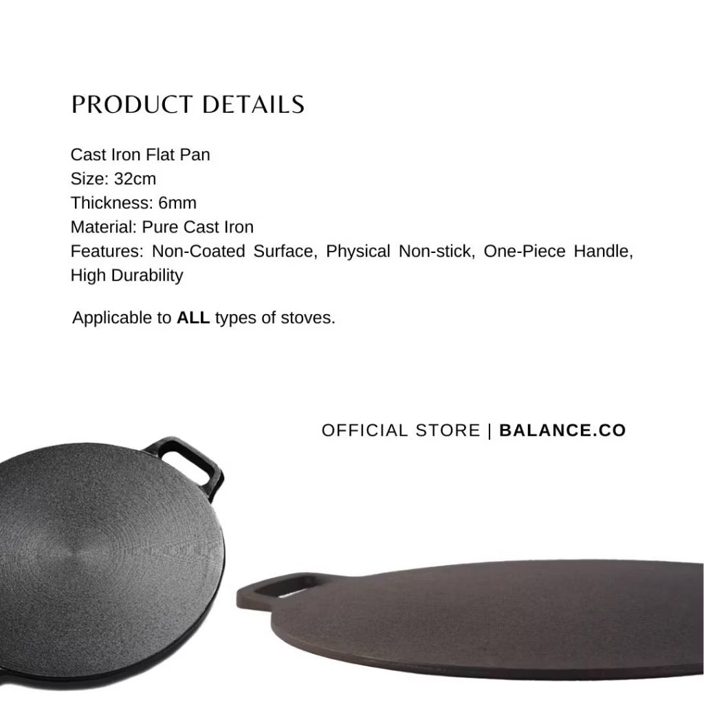 32cm Cast Iron Flat Pan