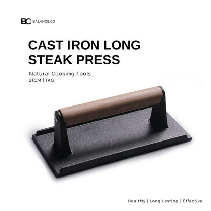 Cast Iron Grill Steak Press with Wood Handle [ Heavy Duty ]