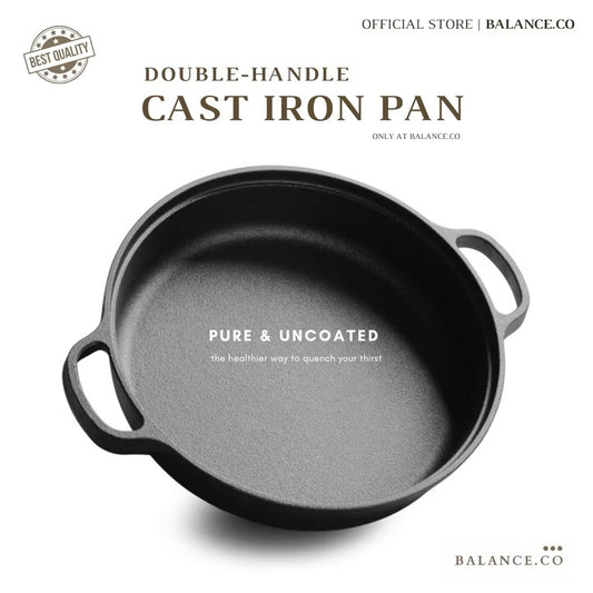 Cast Iron Double Handles Skillet with Glass Lid
