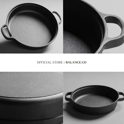 Cast Iron Double Handles Skillet with Glass Lid