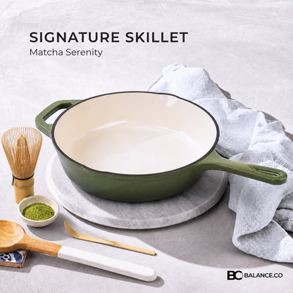 Balance.co 26cm Matcha Enamelled Cast Iron Signature Skillet 2L | Frying Pan | Induction Safe