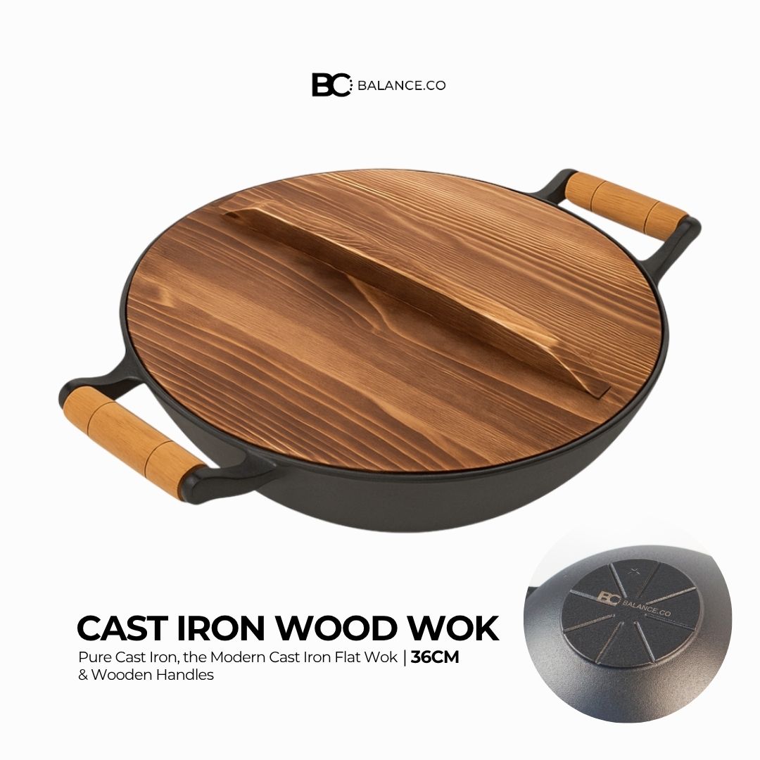 36cm Cast Iron Wok with Signature Balance Heat Flow Base