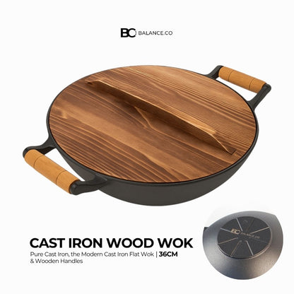 36cm Cast Iron Wok with Signature Balance Heat Flow Base