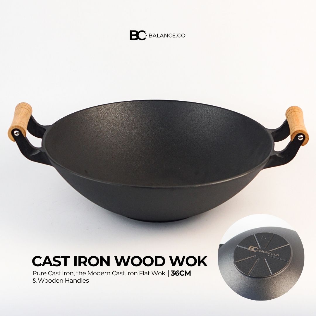 36cm Cast Iron Wok with Signature Balance Heat Flow Base