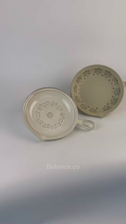Balance.co Japanese Vintage Ceramic Plate 20cm – Single Handle Retro Glaze Dish for Salad & Steak